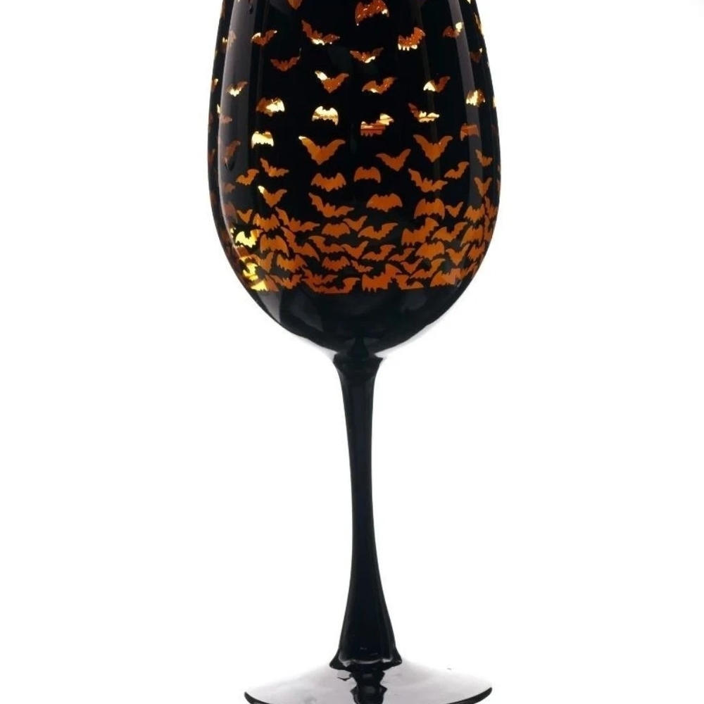 Way to Celebrate Halloween Two Tone Wine Glass Bats